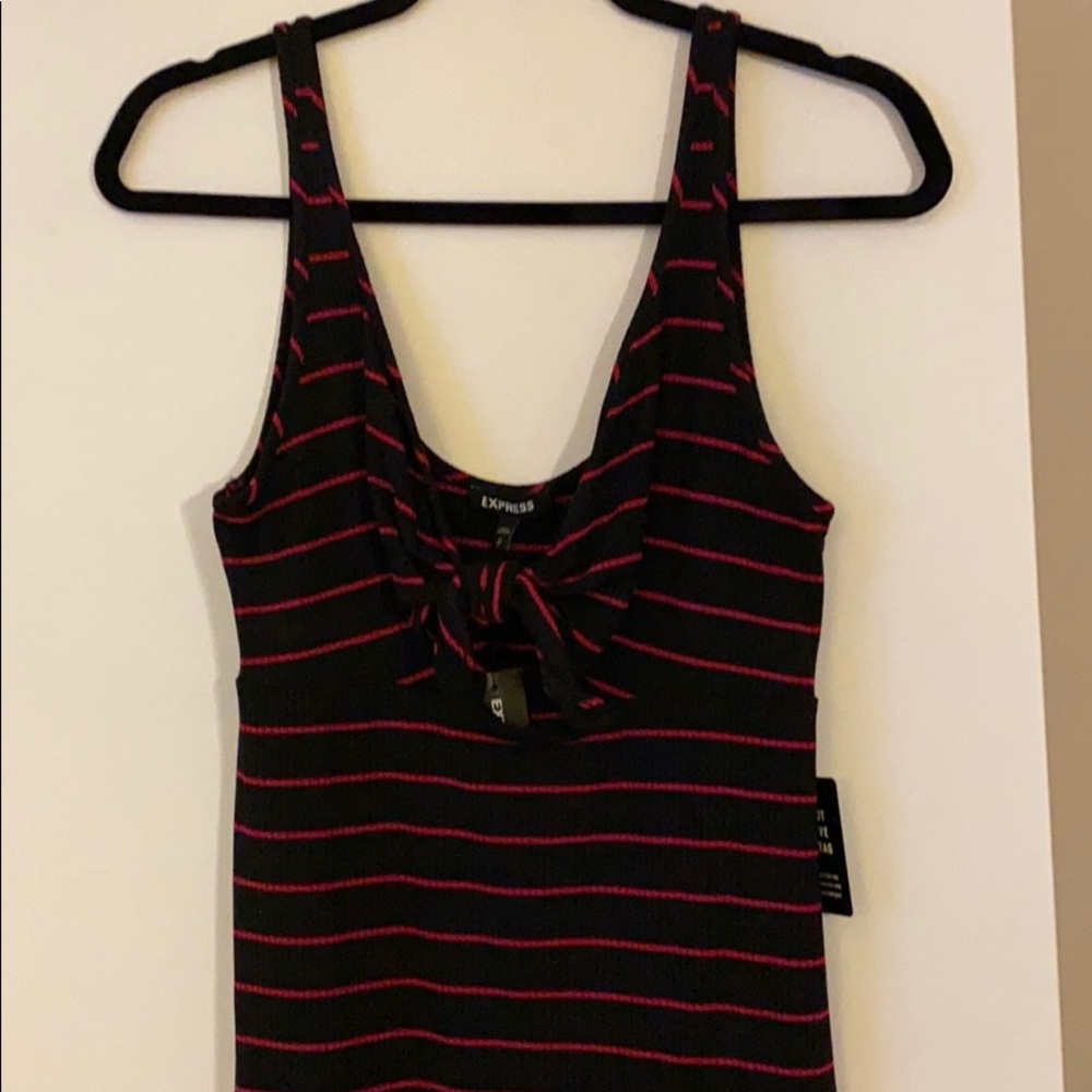 Never worn red and dark navy blue dress